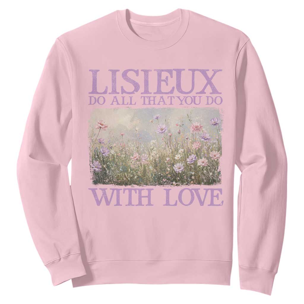 St Therese of Lisieux Sweatshirt Catholic Saint Gift for Girls Orthodox Christian TS10 Light Pink Print Your Wear