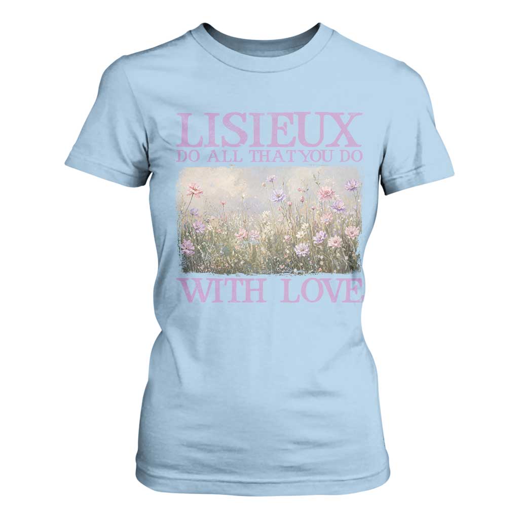 St Therese of Lisieux T Shirt For Women Catholic Saint Gift for Girls Orthodox Christian TS10 Light Blue Print Your Wear