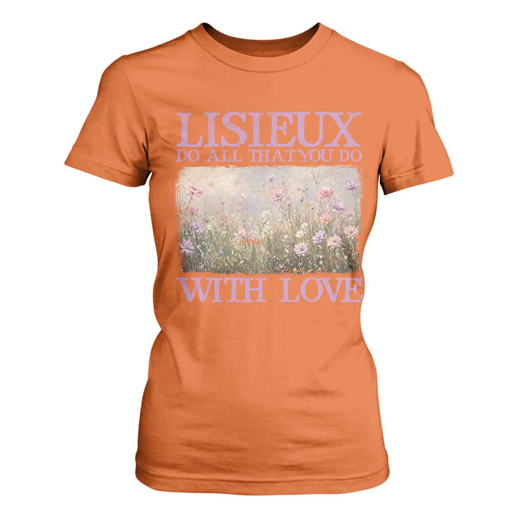 St Therese of Lisieux T Shirt For Women Catholic Saint Gift for Girls Orthodox Christian TS10 Orange Print Your Wear