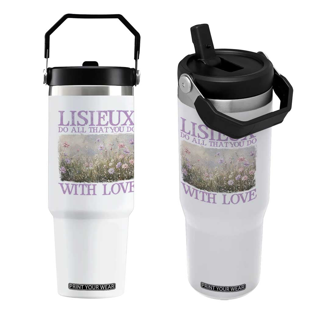 St Therese of Lisieux Flip Straw Tumbler Catholic Saint Gift for Girls Orthodox Christian TS10 One Size: 30 oz White Print Your Wear
