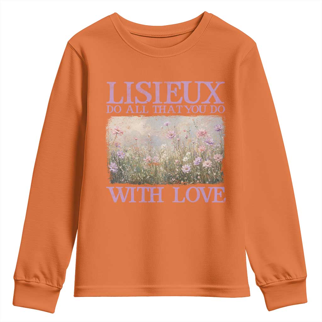 St Therese of Lisieux Youth Sweatshirt Catholic Saint Gift for Girls Orthodox Christian TS10 Orange Print Your Wear