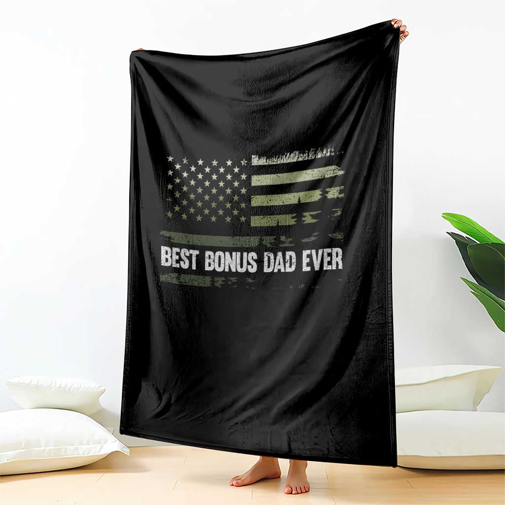 Best Bonus Dad Ever Throw Blanket Stepdad American Flag Trees Outdoor Wildlife Nature Vintage Forest TS10 Print Your Wear