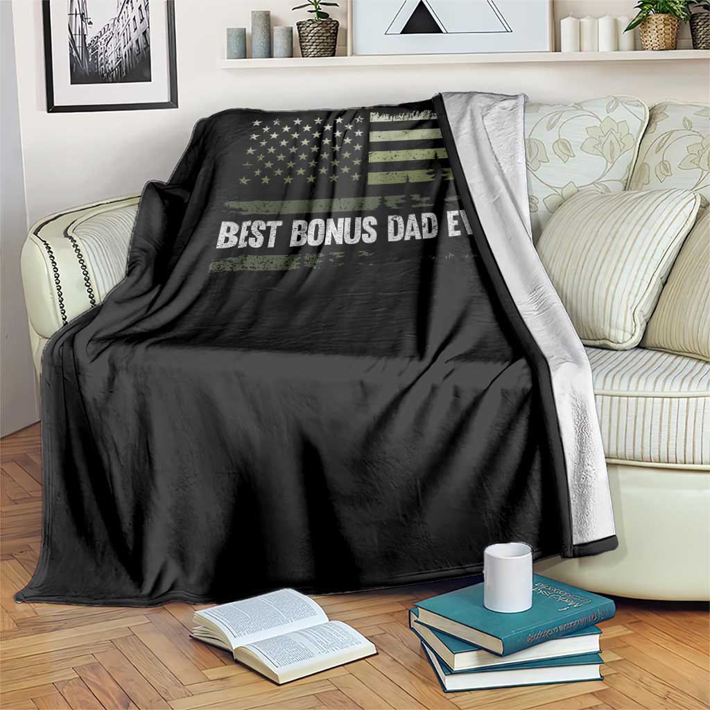 Best Bonus Dad Ever Throw Blanket Stepdad American Flag Trees Outdoor Wildlife Nature Vintage Forest TS10 Print Your Wear