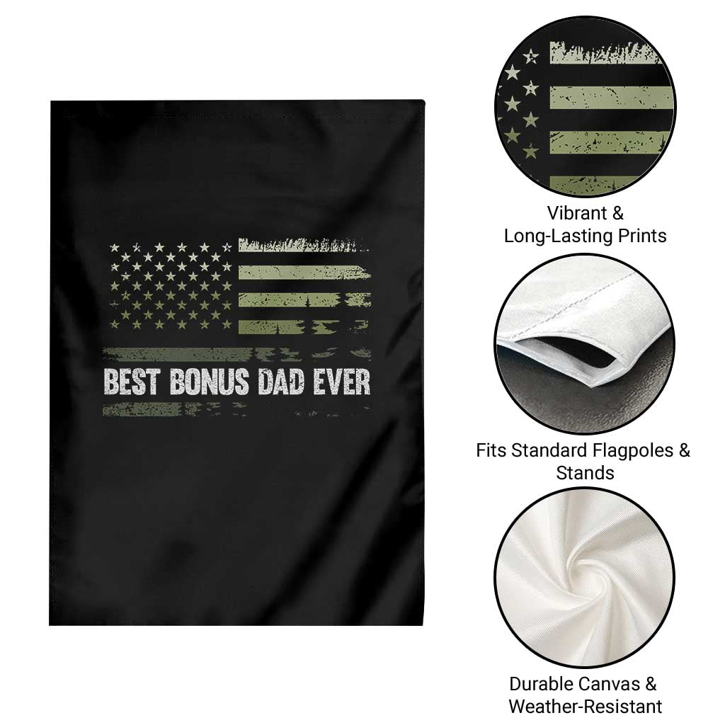 Best Bonus Dad Ever Garden Flag Stepdad American Flag Trees Outdoor Wildlife Nature Vintage Forest TS10 Print Your Wear
