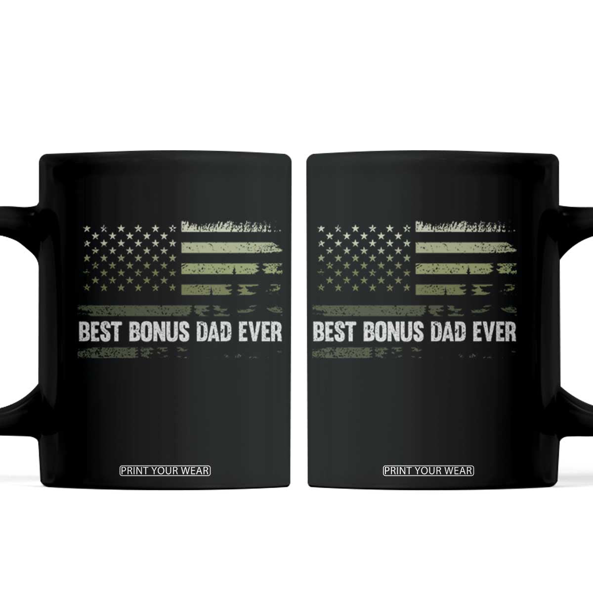 Best Bonus Dad Ever Coffee Mug Stepdad American Flag Trees Outdoor Wildlife Nature Vintage Forest TS10 Black Print Your Wear