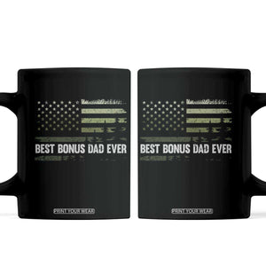Best Bonus Dad Ever Coffee Mug Stepdad American Flag Trees Outdoor Wildlife Nature Vintage Forest TS10 Black Print Your Wear