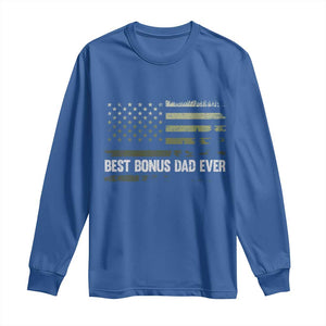 Best Bonus Dad Ever Long Sleeve Shirt Stepdad American Flag Trees Outdoor Wildlife Nature Vintage Forest TS10 Royal Blue Print Your Wear