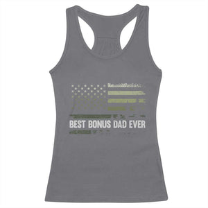 Best Bonus Dad Ever Racerback Tank Top Stepdad American Flag Trees Outdoor Wildlife Nature Vintage Forest TS10 Charcoal Print Your Wear