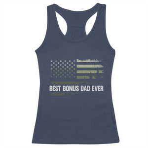 Best Bonus Dad Ever Racerback Tank Top Stepdad American Flag Trees Outdoor Wildlife Nature Vintage Forest TS10 Navy Print Your Wear