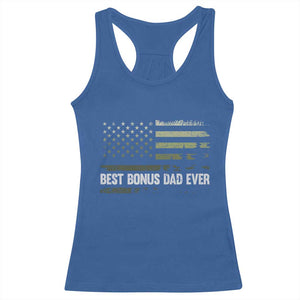 Best Bonus Dad Ever Racerback Tank Top Stepdad American Flag Trees Outdoor Wildlife Nature Vintage Forest TS10 Royal Blue Print Your Wear