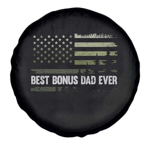 Best Bonus Dad Ever Spare Tire Cover Stepdad American Flag Trees Outdoor Wildlife Nature Vintage Forest TS10 Print Your Wear