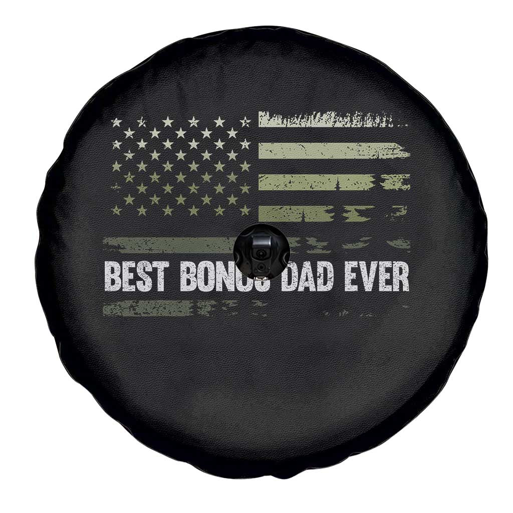 Best Bonus Dad Ever Spare Tire Cover Stepdad American Flag Trees Outdoor Wildlife Nature Vintage Forest TS10 Print Your Wear