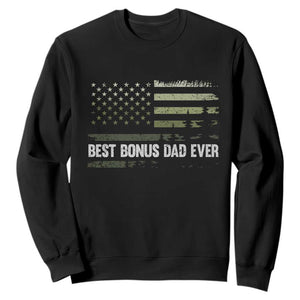 Best Bonus Dad Ever Sweatshirt Stepdad American Flag Trees Outdoor Wildlife Nature Vintage Forest TS10 Black Print Your Wear