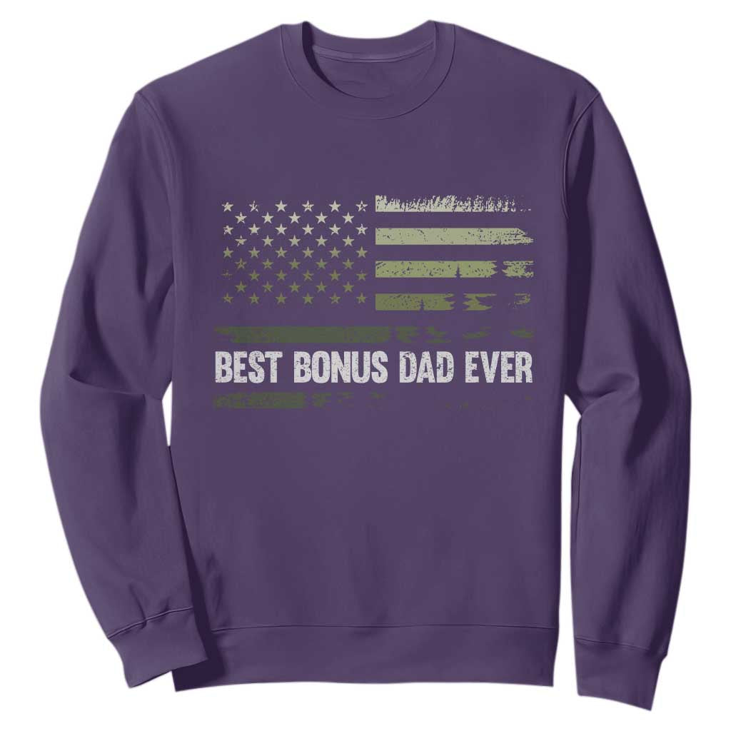 Best Bonus Dad Ever Sweatshirt Stepdad American Flag Trees Outdoor Wildlife Nature Vintage Forest TS10 Purple Print Your Wear