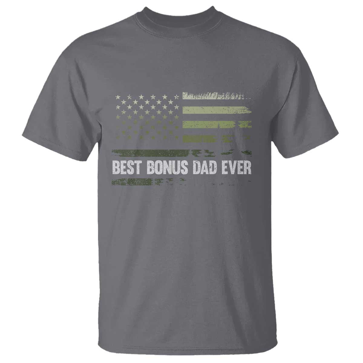 Best Bonus Dad Ever T Shirt Stepdad American Flag Trees Outdoor Wildlife Nature Vintage Forest TS10 Charcoal Print Your Wear