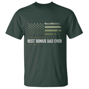 Best Bonus Dad Ever T Shirt Stepdad American Flag Trees Outdoor Wildlife Nature Vintage Forest TS10 Dark Forest Green Print Your Wear