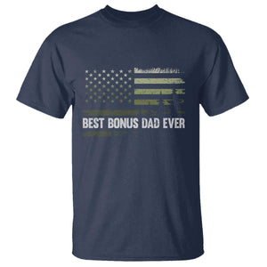 Best Bonus Dad Ever T Shirt Stepdad American Flag Trees Outdoor Wildlife Nature Vintage Forest TS10 Navy Print Your Wear