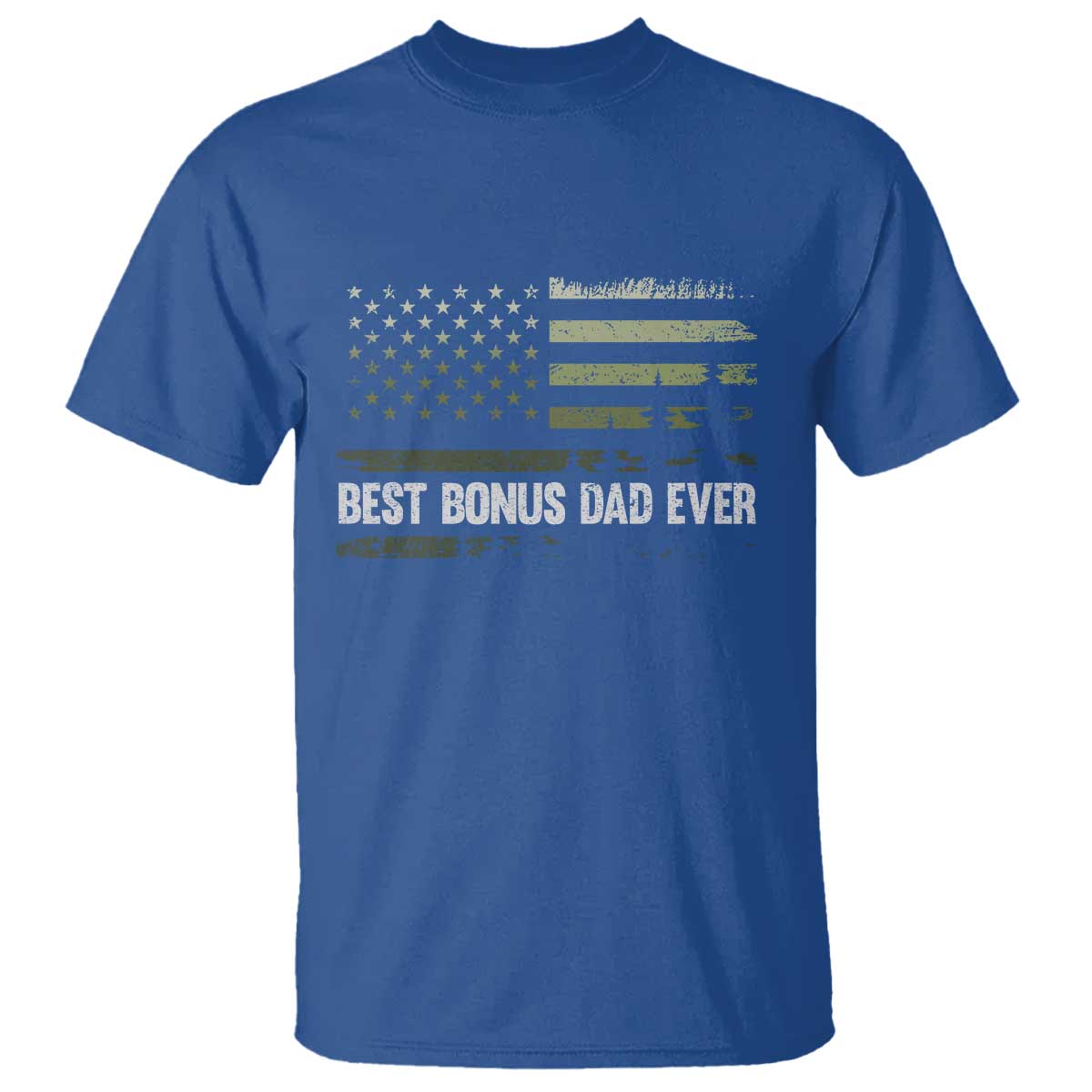Best Bonus Dad Ever T Shirt Stepdad American Flag Trees Outdoor Wildlife Nature Vintage Forest TS10 Royal Blue Print Your Wear