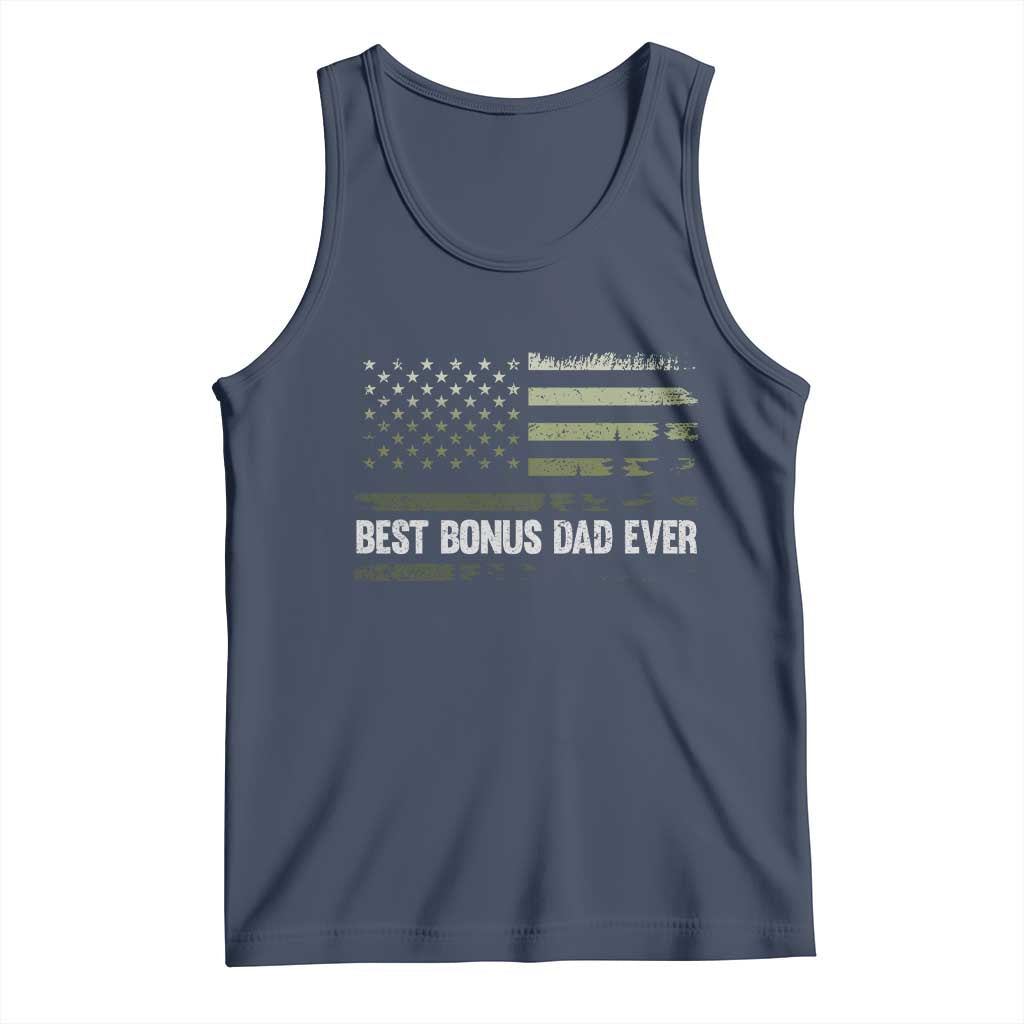 Best Bonus Dad Ever Tank Top Stepdad American Flag Trees Outdoor Wildlife Nature Vintage Forest TS10 Navy Print Your Wear
