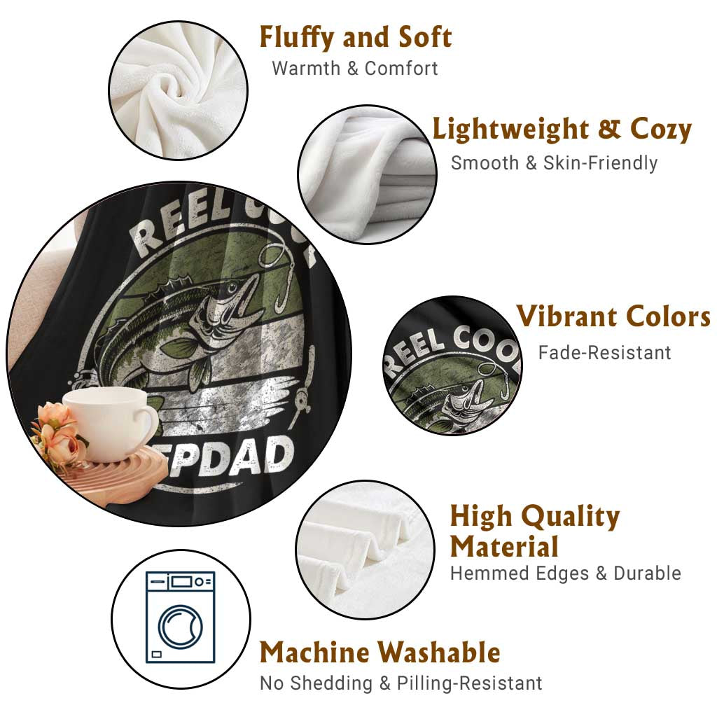 Reel Cool Stepdad Throw Blanket Fathers Day Gift for Fisherman Bonus Dad