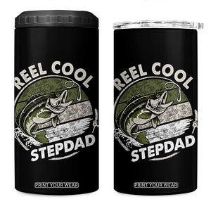 Reel Cool Stepdad 4 in 1 Can Cooler Tumbler Fathers Day Gift for Fisherman Bonus Dad