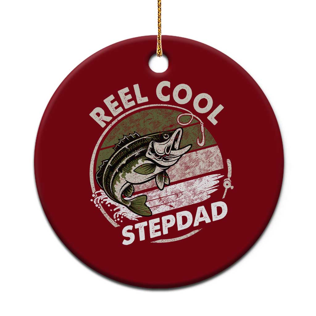 Reel Cool Stepdad Ceramic Ornament Fathers Day Gift for Fisherman Bonus Dad