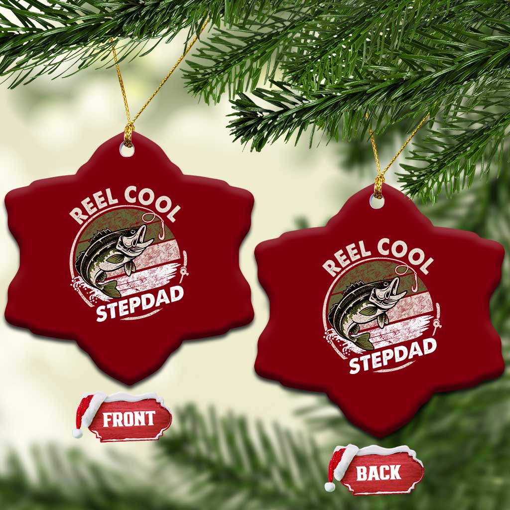 Reel Cool Stepdad Ceramic Ornament Fathers Day Gift for Fisherman Bonus Dad