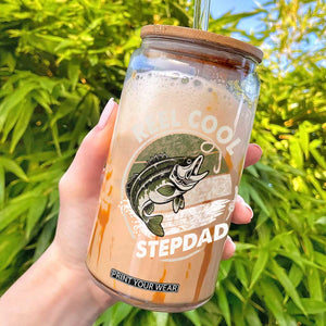 Reel Cool Stepdad Glass Can Fathers Day Gift for Fisherman Bonus Dad