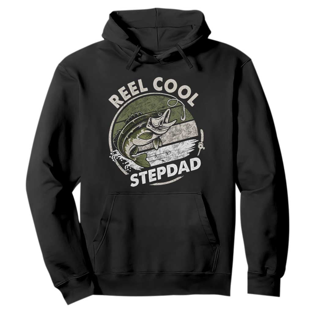 Reel Cool Stepdad Hoodie Fathers Day Gift for Fisherman Bonus Dad