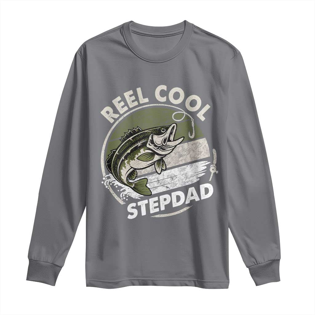 Reel Cool Stepdad Long Sleeve Shirt Fathers Day Gift for Fisherman Bonus Dad