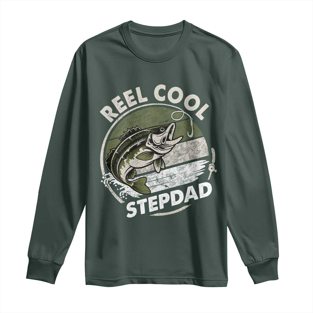 Reel Cool Stepdad Long Sleeve Shirt Fathers Day Gift for Fisherman Bonus Dad