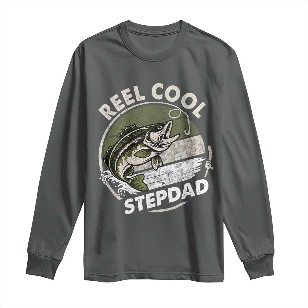 Reel Cool Stepdad Long Sleeve Shirt Fathers Day Gift for Fisherman Bonus Dad