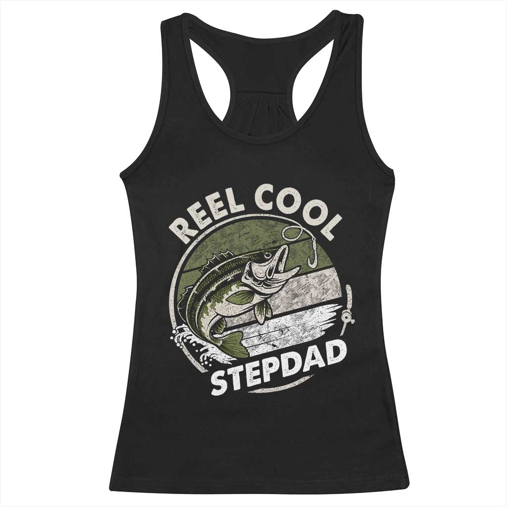 Reel Cool Stepdad Racerback Tank Top Fathers Day Gift for Fisherman Bonus Dad