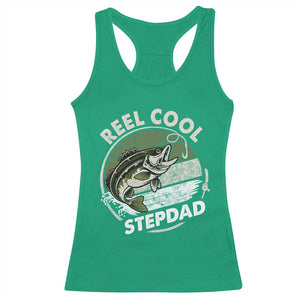 Reel Cool Stepdad Racerback Tank Top Fathers Day Gift for Fisherman Bonus Dad