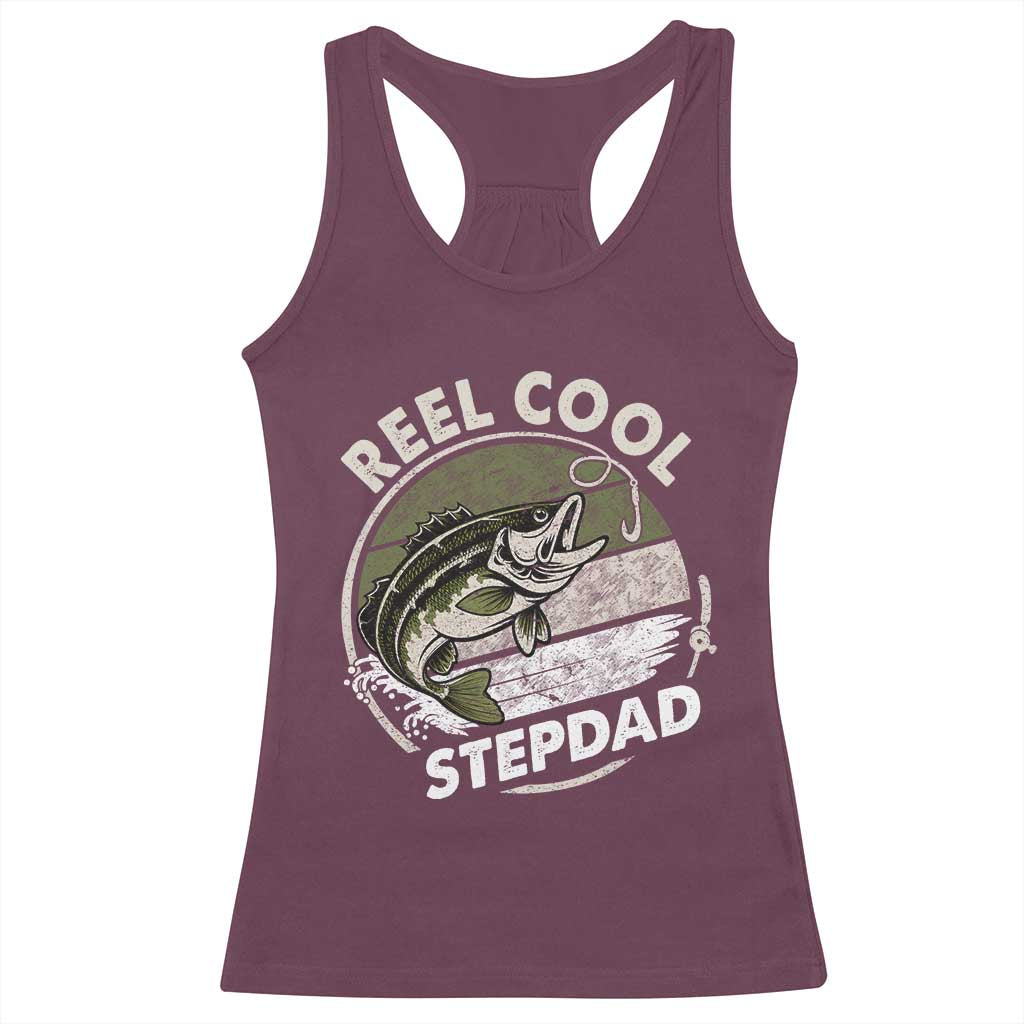 Reel Cool Stepdad Racerback Tank Top Fathers Day Gift for Fisherman Bonus Dad