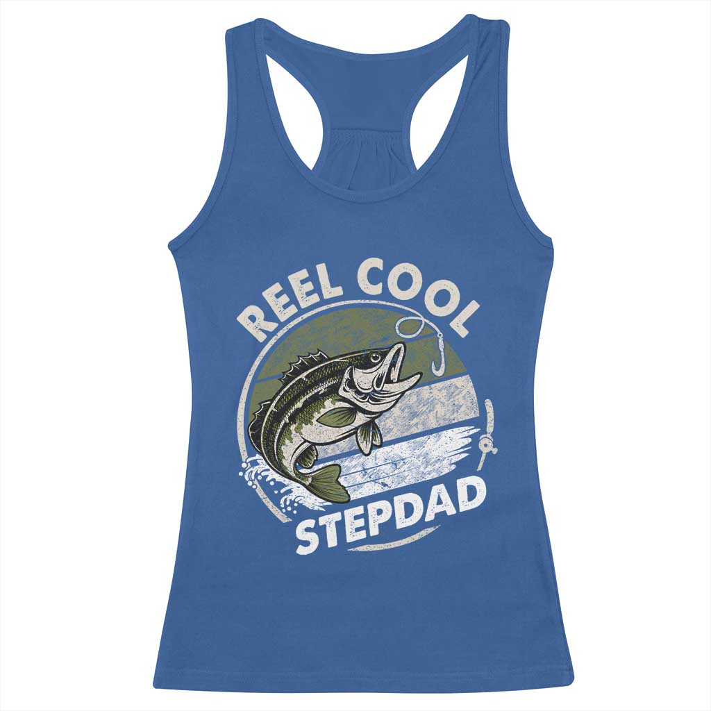 Reel Cool Stepdad Racerback Tank Top Fathers Day Gift for Fisherman Bonus Dad