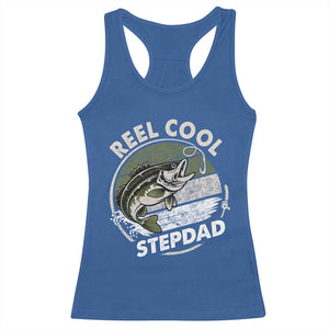 Reel Cool Stepdad Racerback Tank Top Fathers Day Gift for Fisherman Bonus Dad