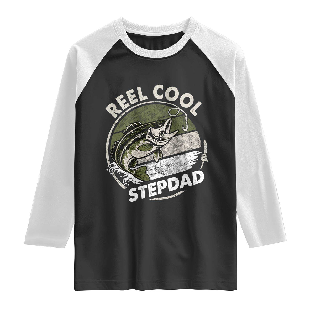 Reel Cool Stepdad Raglan Shirt Fathers Day Gift for Fisherman Bonus Dad