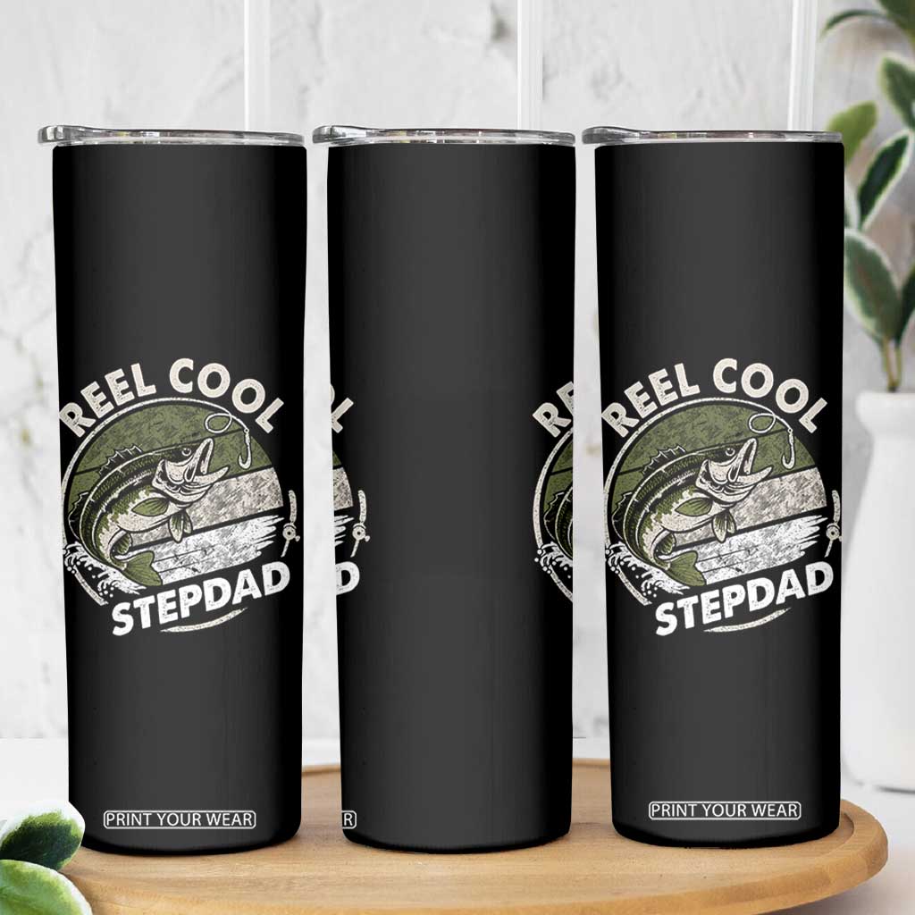 Reel Cool Stepdad Skinny Tumbler Fathers Day Gift for Fisherman Bonus Dad