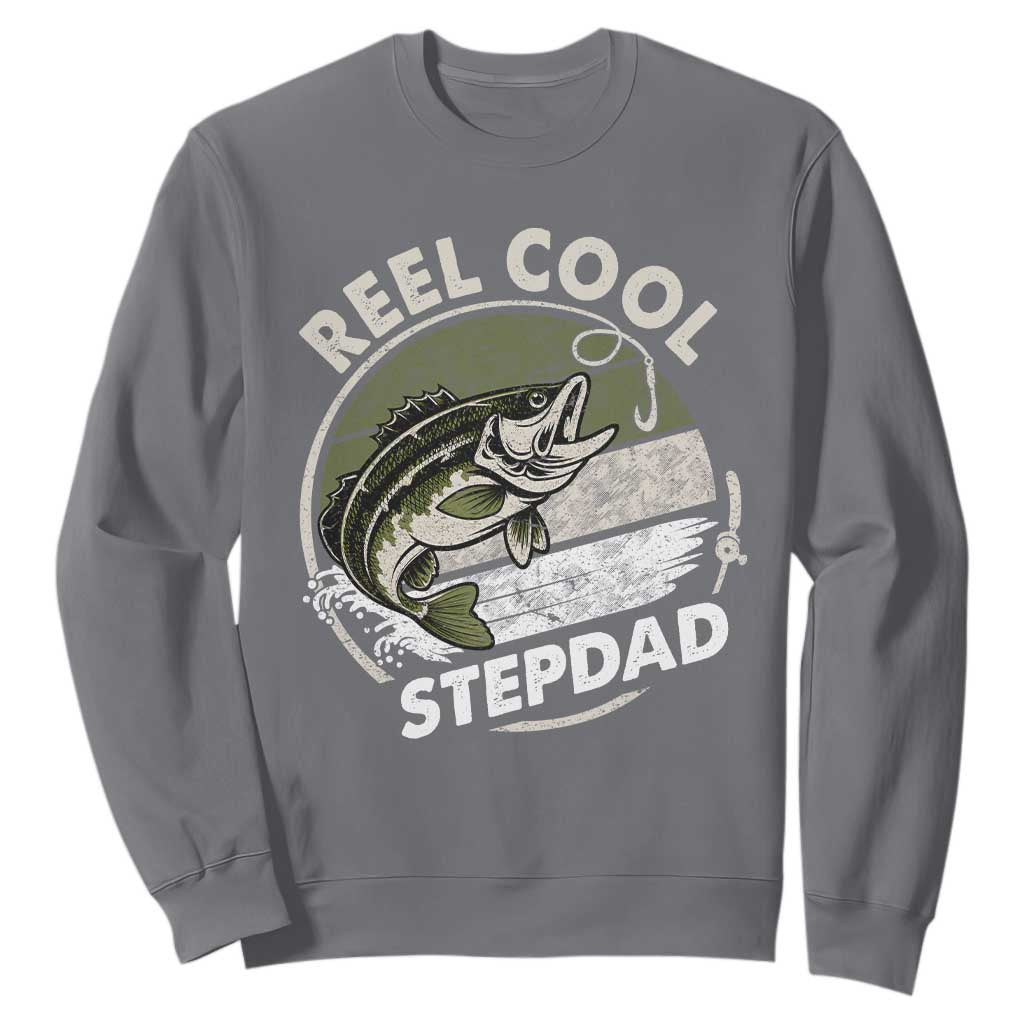 Reel Cool Stepdad Sweatshirt Fathers Day Gift for Fisherman Bonus Dad
