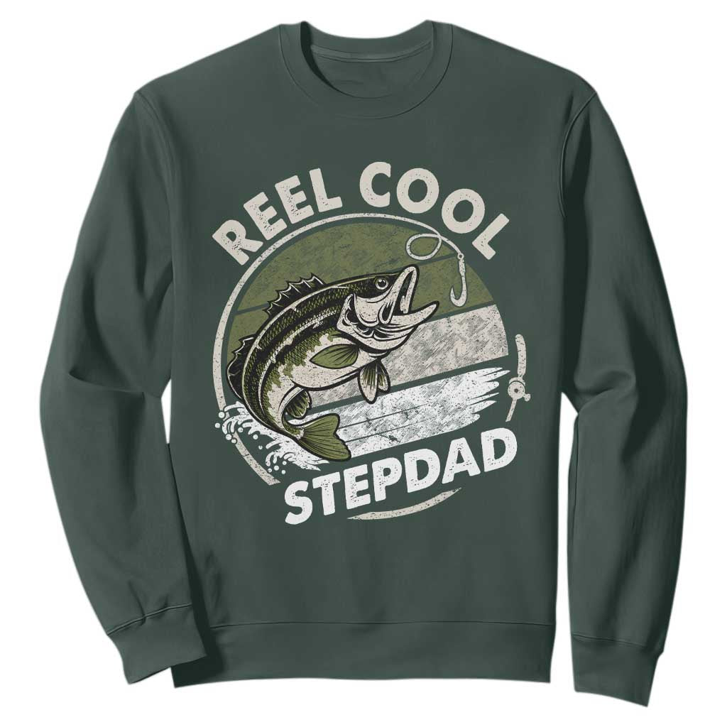 Reel Cool Stepdad Sweatshirt Fathers Day Gift for Fisherman Bonus Dad