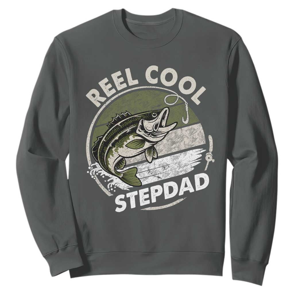 Reel Cool Stepdad Sweatshirt Fathers Day Gift for Fisherman Bonus Dad