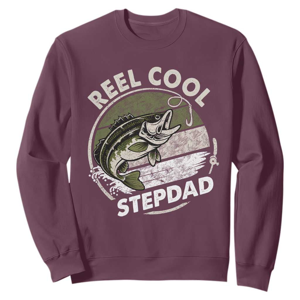 Reel Cool Stepdad Sweatshirt Fathers Day Gift for Fisherman Bonus Dad
