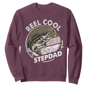 Reel Cool Stepdad Sweatshirt Fathers Day Gift for Fisherman Bonus Dad