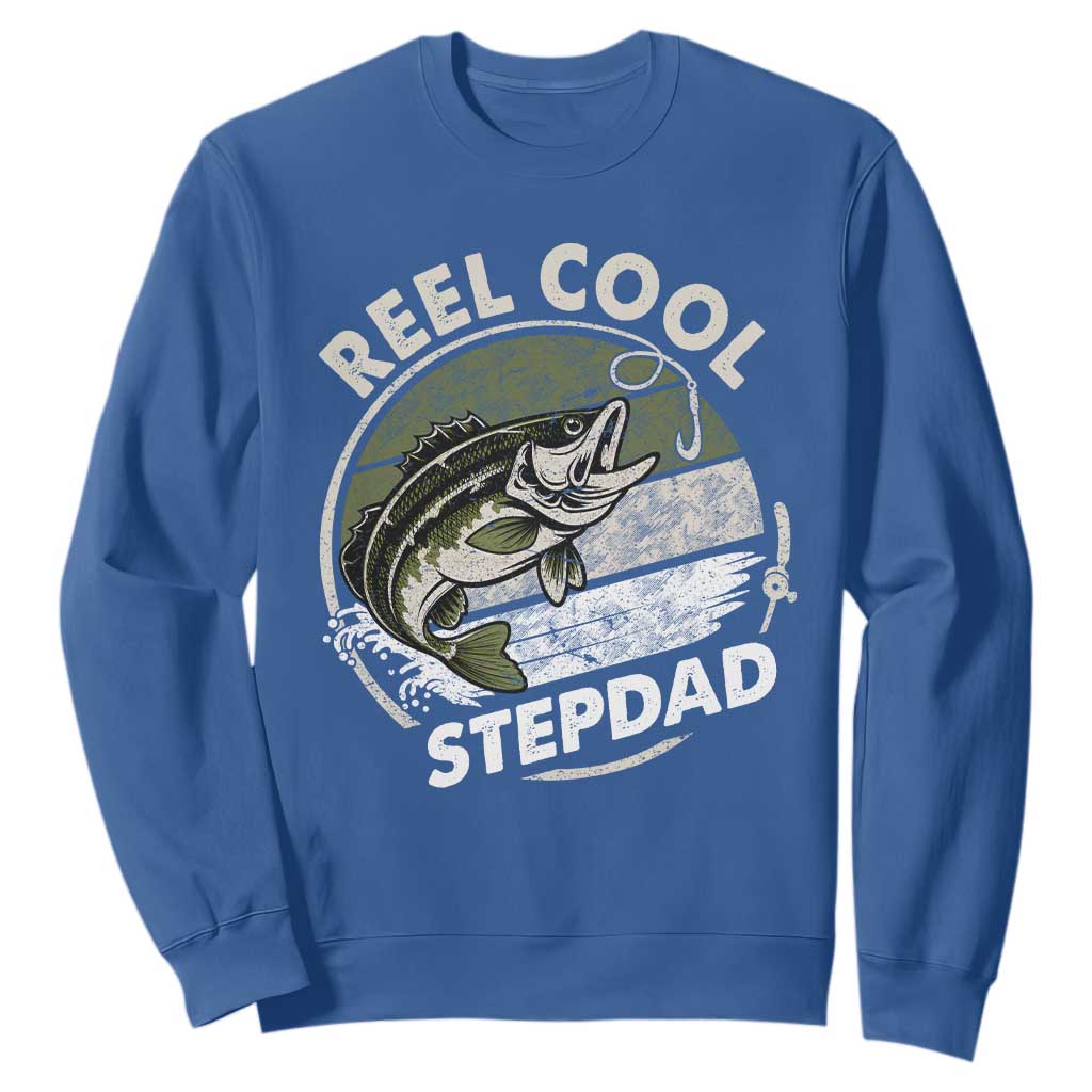 Reel Cool Stepdad Sweatshirt Fathers Day Gift for Fisherman Bonus Dad