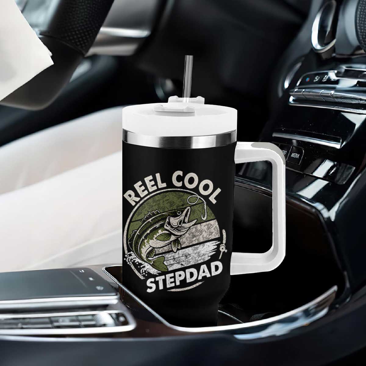 Reel Cool Stepdad Tumbler With Handle Fathers Day Gift for Fisherman Bonus Dad