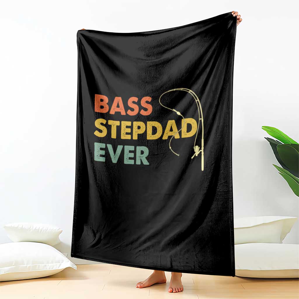Fishing Bonus Dad Throw Blanket Retro Bass Stepdad Ever Fathers Day Fisherman TS10 Print Your Wear