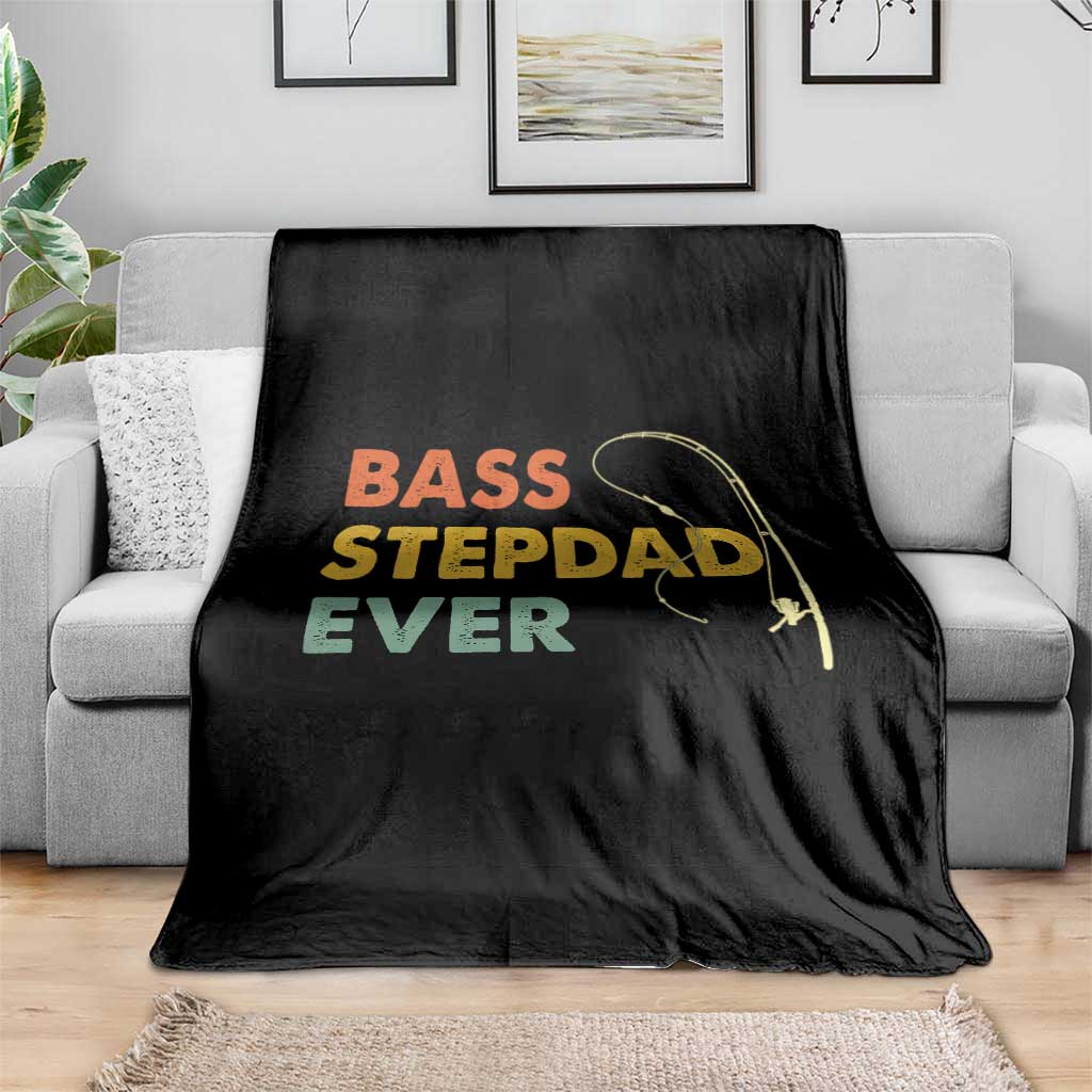 Fishing Bonus Dad Throw Blanket Retro Bass Stepdad Ever Fathers Day Fisherman TS10 Print Your Wear