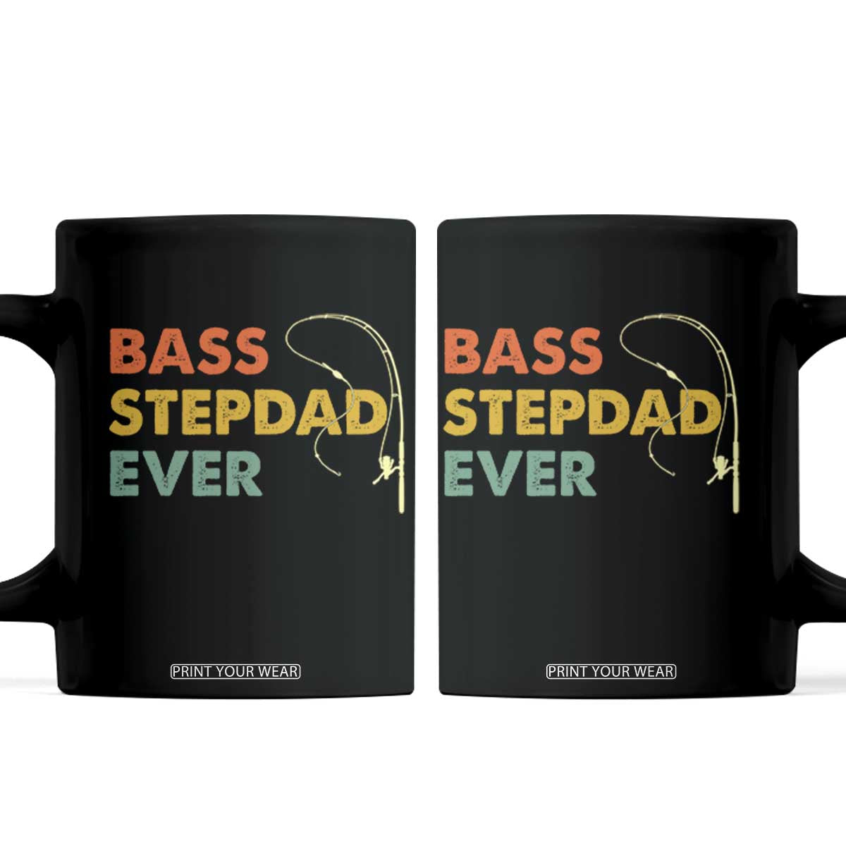 Fishing Bonus Dad Coffee Mug Retro Bass Stepdad Ever Fathers Day Fisherman TS10 Black Print Your Wear
