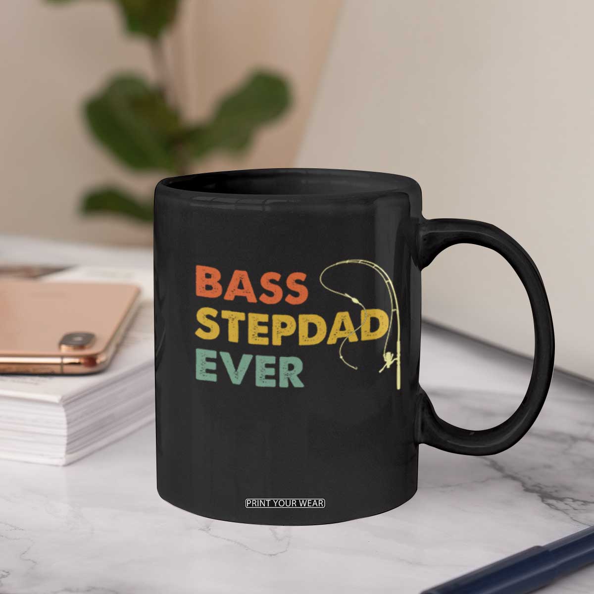 Fishing Bonus Dad Coffee Mug Retro Bass Stepdad Ever Fathers Day Fisherman TS10 Print Your Wear
